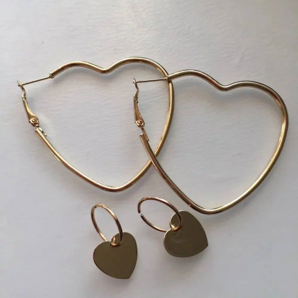 Metal Heart Hoop Earrings Set